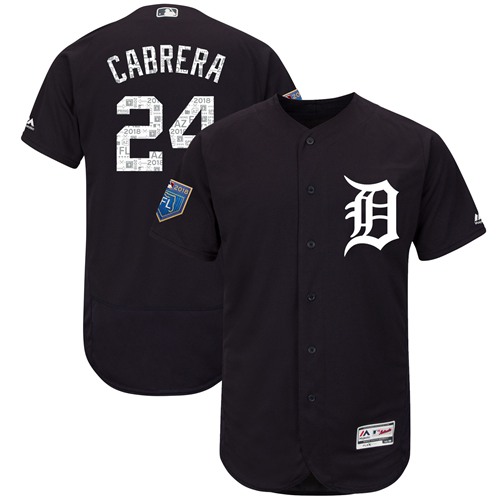 Tigers #24 Miguel Cabrera Navy Blue 2018 Spring Training Authentic Flex Base Stitched MLB Jersey - Click Image to Close